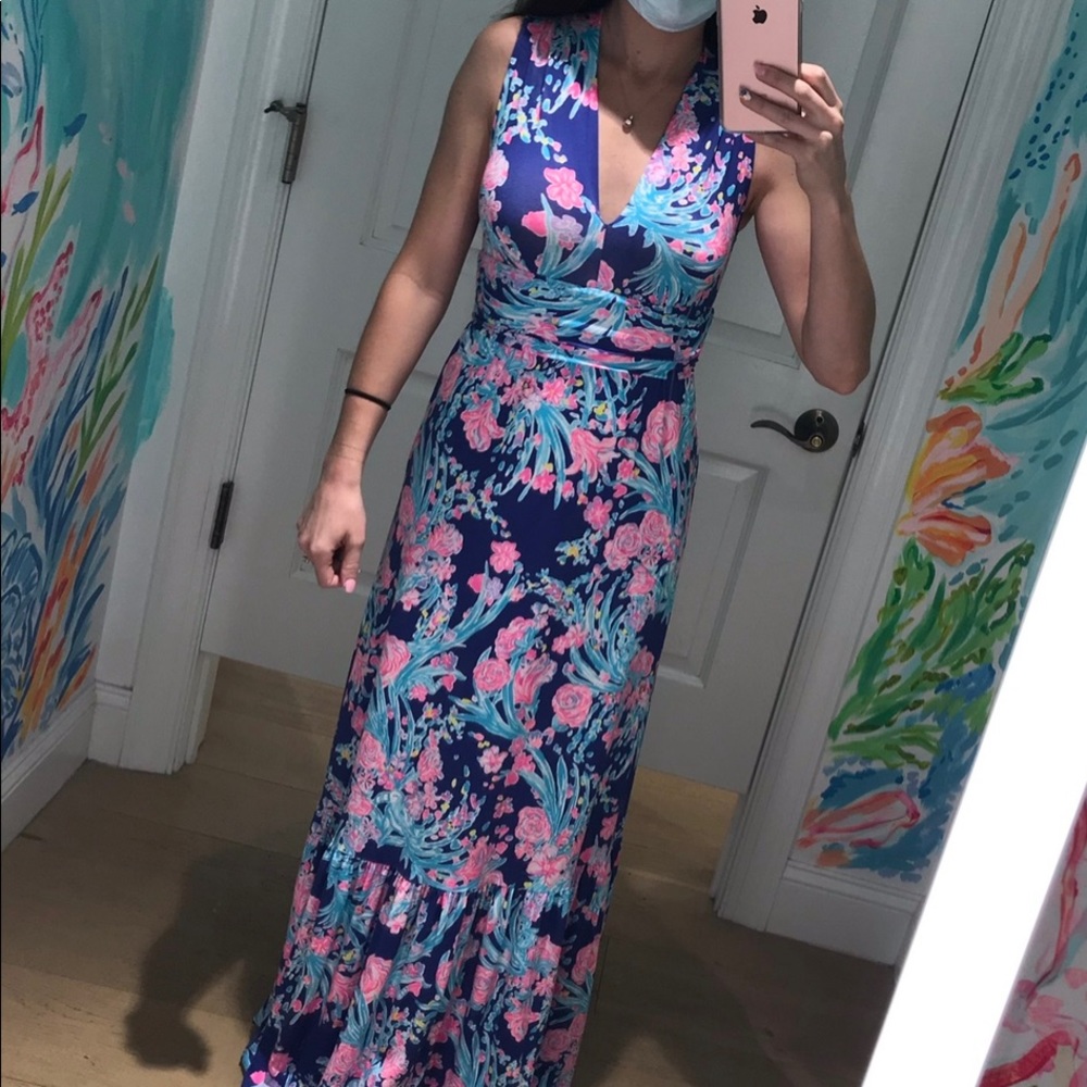 Pearce Maxi dress Corsica blue  toucan party XXS